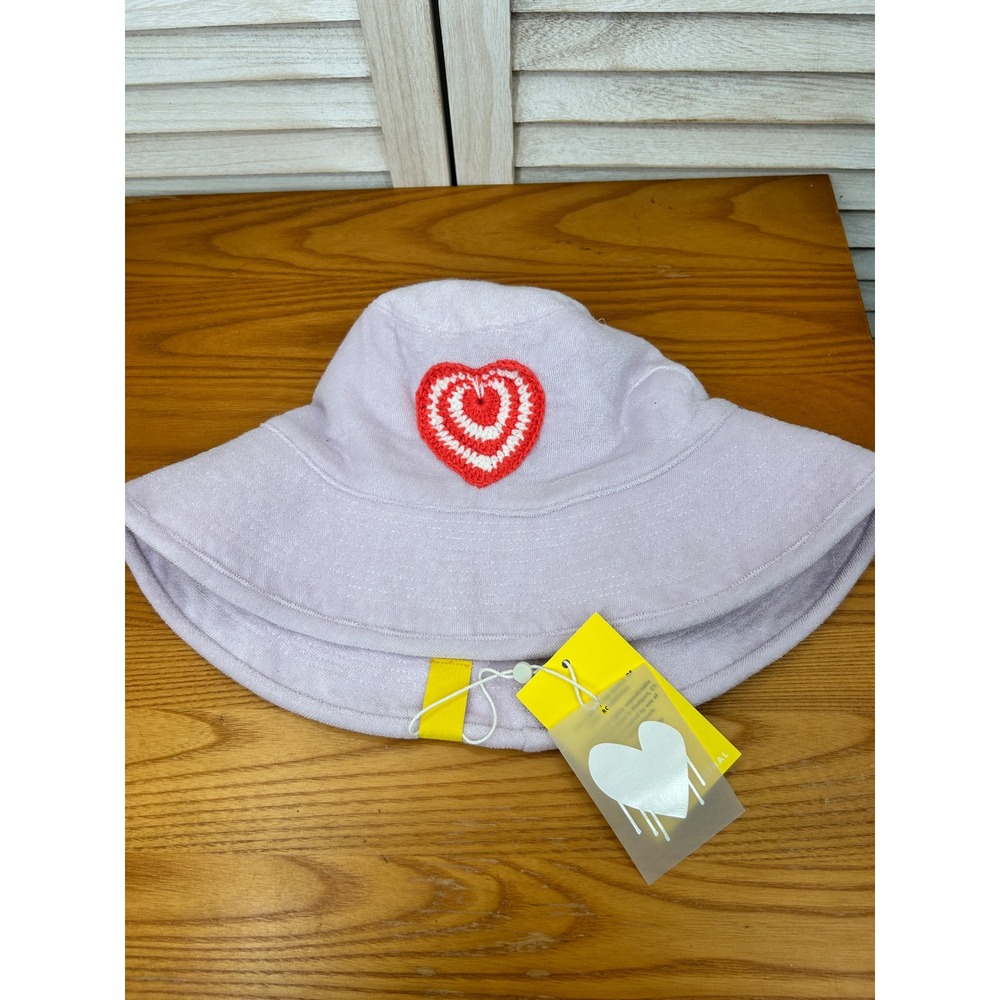 Kerri Rosenthal Sunny Daze Hat Terry OS Lavender Womens Crochet Heart Bucket